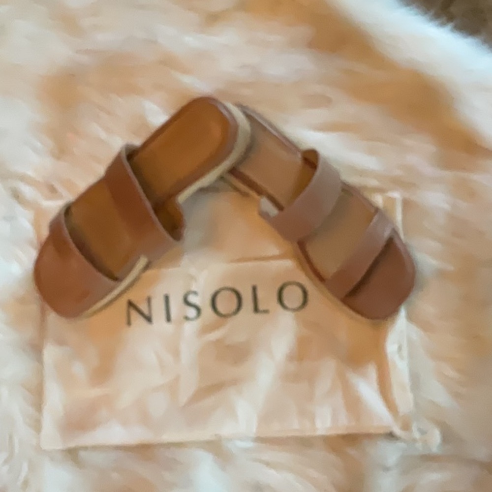 Nisolo Tan Leather Slide Sandals